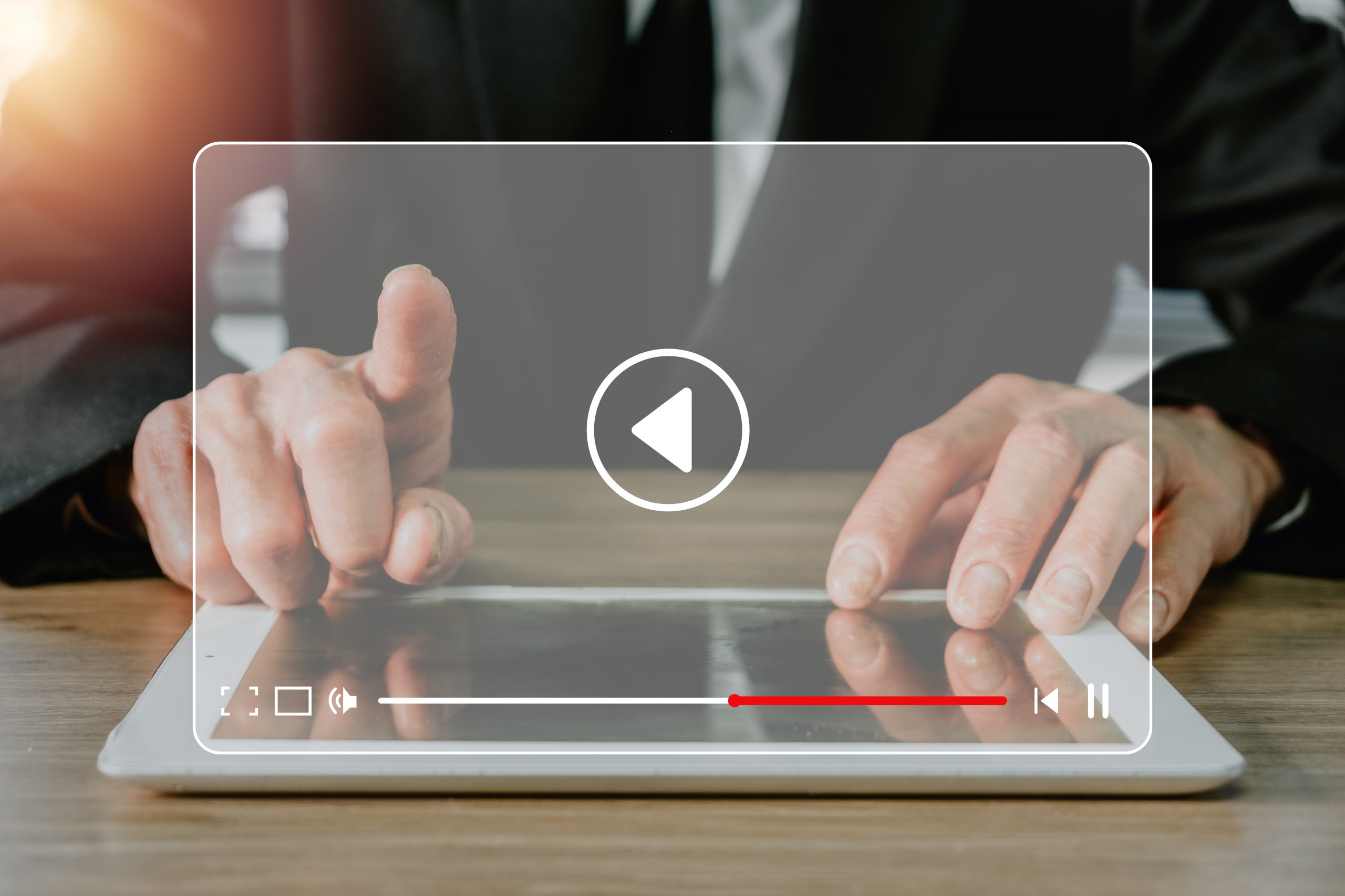 Video streaming on internet, Person watching online movie or TV series on laptop computer, Concept about subscription based live digital stream.